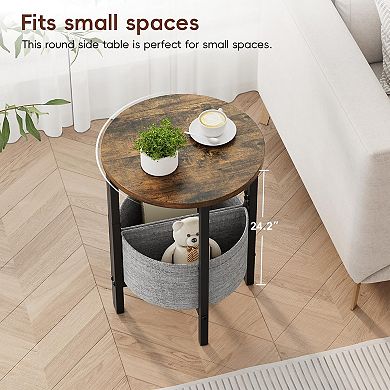 Set of 2 Half Moon Side Tables Modern Accent Tall Storage for Living Room Bedroom