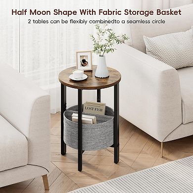 Set of 2 Half Moon Side Tables Modern Accent Tall Storage for Living Room Bedroom