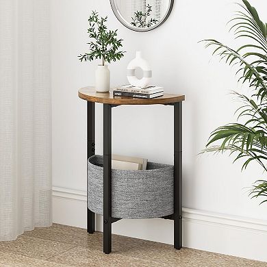 Set of 2 Half Moon Side Tables Modern Accent Tall Storage for Living Room Bedroom
