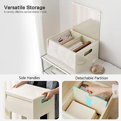 Multifunctional ABS Plastic Nightstand with Removable Partition Easy Assembly