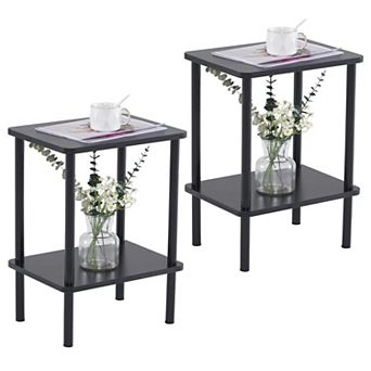 3 tier Wooden Nightstand End Table with Storage Shelf, Farmhouse Bedside for Small Spaces Bedroom