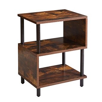 Wooden Nightstand Solid Wood S-shaped 3 tier Bed Side Table End Table