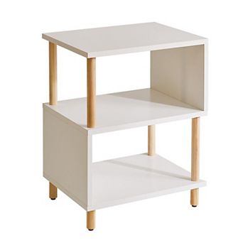 Wooden Nightstand Solid Wood S-shaped 3 tier Bed Side Table End Table