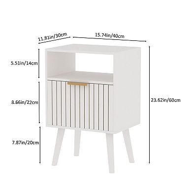 2 tier Nightstand Wooden Bedside Table With Drawer For Bedroom Study Room Small Spaces