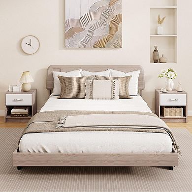 Modern Nightstand with Drawer, Open Shelf Small Accent End Table for Bedroom Living Room
