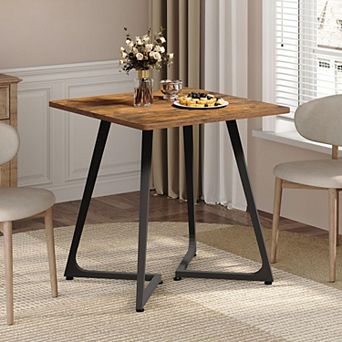 2Person Square Dining Table Farmhouse Wood Compact Multifunctional