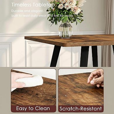 2Person Square Dining Table Farmhouse Wood Compact Multifunctional