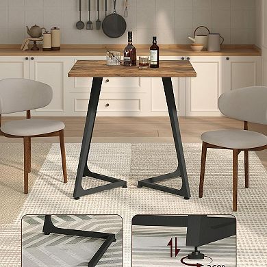 2Person Square Dining Table Farmhouse Wood Compact Multifunctional