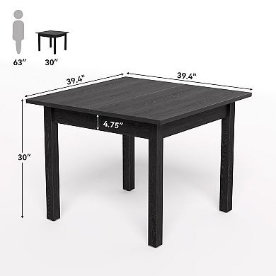 39Inch Square Dining Table 4People Compact Wooden Kitchen Living Room