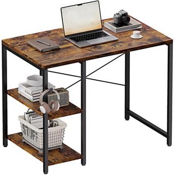 32 Inch Small Computer Desk Adjustable Shelves Headphone Hook Sturdy Home Office Writing Gaming