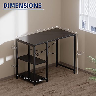 32 Inch Small Computer Desk Adjustable Shelves Headphone Hook Sturdy Home Office Writing Gaming