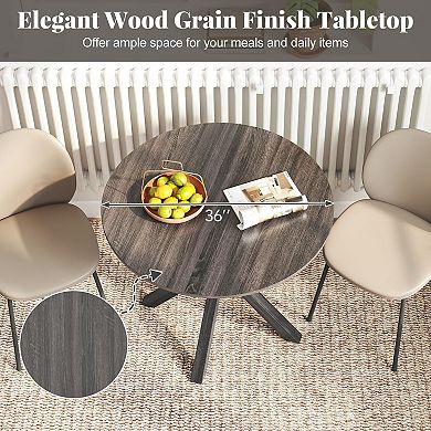 36 Round Wood Dining Table Farmhouse X Pedestal Solid Rubber Vintage Kitchen Dinette