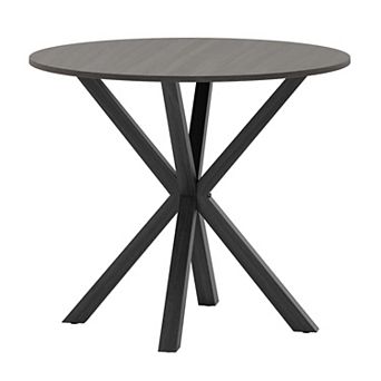 36 Round Wood Dining Table Farmhouse X Pedestal Solid Rubber Vintage Kitchen Dinette