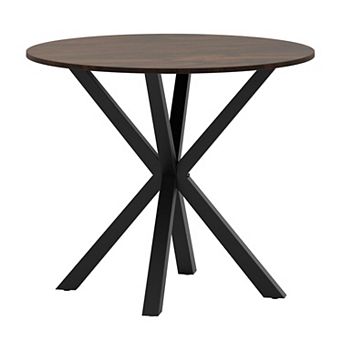 36 Round Wood Dining Table Farmhouse X Pedestal Solid Rubber Vintage Kitchen Dinette