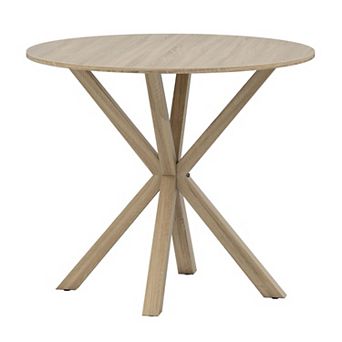 36 Round Wood Dining Table Farmhouse X Pedestal Solid Rubber Vintage Kitchen Dinette