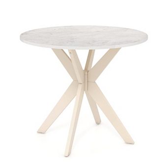 36 Round Wood Dining Table Farmhouse X Pedestal Solid Rubber Vintage Kitchen Dinette