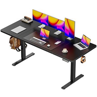 Electric Standing Desk Adjustable Height Desktop 3 Presets 2 Hooks Quiet Stable