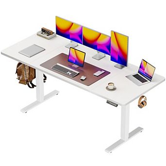 Electric Standing Desk Adjustable Height Desktop 3 Presets 2 Hooks Quiet Stable