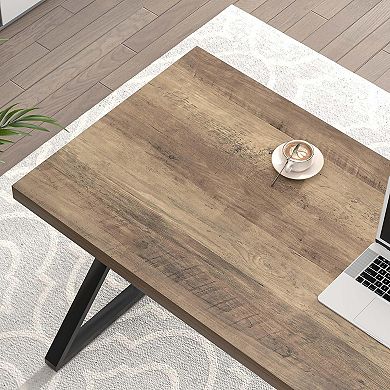 Modern Industrial Computer Desk Wood Metal Study Work Table for Home Office Bedroom Living Room