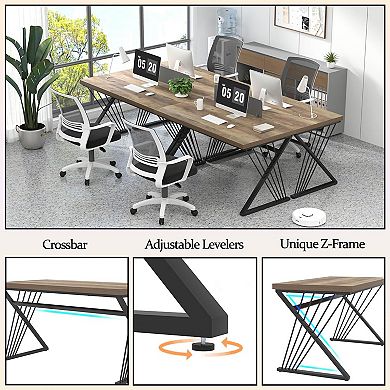 Modern Industrial Computer Desk Wood Metal Study Work Table for Home Office Bedroom Living Room