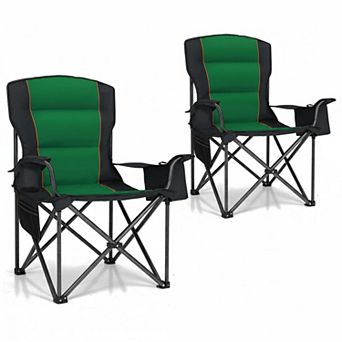 Oversized Folding Camping Chair 450lbs Support Padded Cushion Cooler Pockets Heavy Duty Collapsible