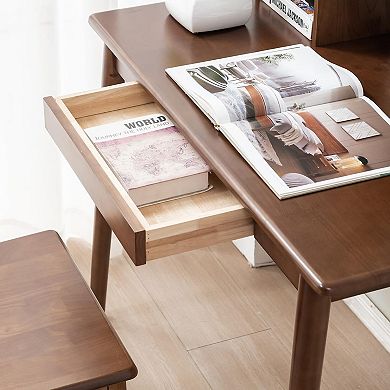 Solid Wood Desk Wooden Computer Desk for Home Office Gaming Study Small Spaces Writing Work