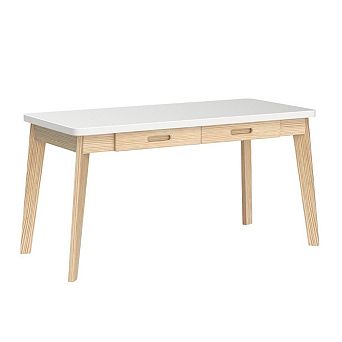 Solid Wood Writing Desk with Drawer Laptop Computer Study Table Minimalist Nordic Style Easy
