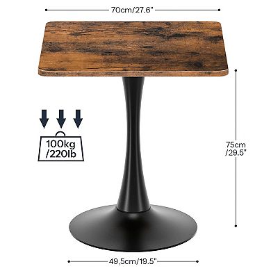 Square Tulip Dining Table for 2 Compact Rustic Brown Heavy Base Easy Assemble