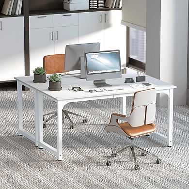 Modern 63 Inch Large Computer Desk Sturdy Metal Frame MDF Desktop Home Office Workstation