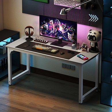 Modern 63 Inch Large Computer Desk Sturdy Metal Frame MDF Desktop Home Office Workstation