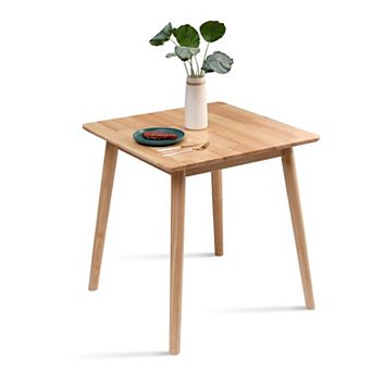 27.6" Small Square Dining Table Solid Wood Space-saving Rustic Mid Century
