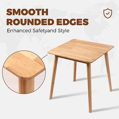 27.6" Small Square Dining Table Solid Wood Space-saving Rustic Mid Century