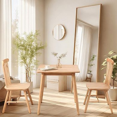 27.6" Small Square Dining Table Solid Wood Space-saving Rustic Mid Century
