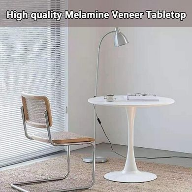 Mid-century Modern Tulip Dining Table Round MDF Top Sturdy Metal Base for 2-4 People Small Space
