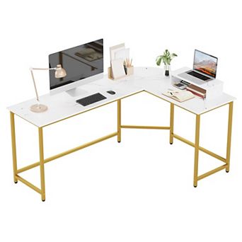 L Shaped Computer Desk Reversible Corner Monitor Stand Modern Pc Workstation