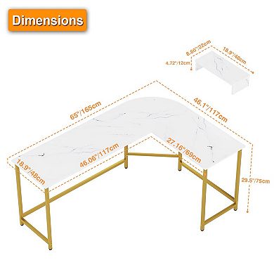 L Shaped Computer Desk Reversible Corner Monitor Stand Modern Pc Workstation