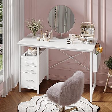39" Computer Desk with Storage Drawers & Side Pocket - Space-Saving Workstation for Home Office