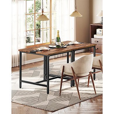 Square Kitchen Dining Table Versatile Retro Rustic Sturdy Adjustable Small Space Seats 4