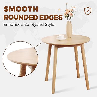 28.3" Round Dining Table Solid Wood Mid Century Modern Space Saving for 2-4 People