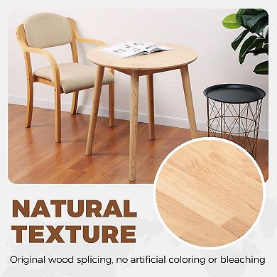 28.3" Round Dining Table Solid Wood Mid Century Modern Space Saving for 2-4 People