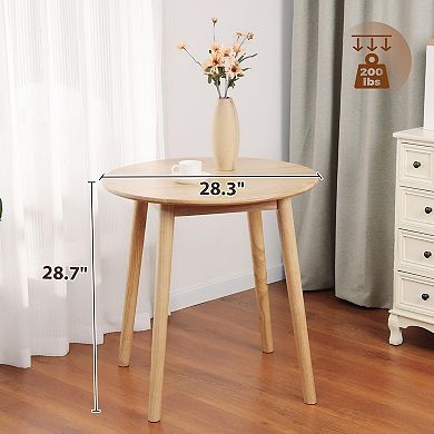 28.3" Round Dining Table Solid Wood Mid Century Modern Space Saving for 2-4 People
