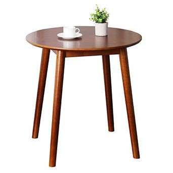 28.3" Round Dining Table Solid Wood Mid Century Modern Space Saving for 2-4 People