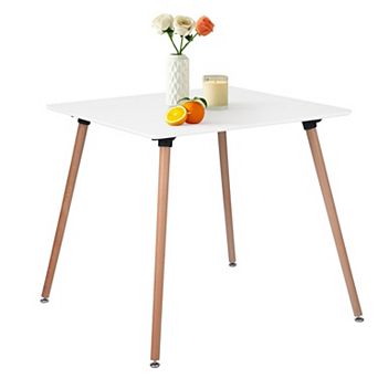 Square Dining Table 31.5 Inch 2-4 People Modern White Wooden Home Office Kitchen Patio Small Spaces