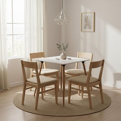 Square Dining Table 31.5 Inch 2-4 People Modern White Wooden Home Office Kitchen Patio Small Spaces