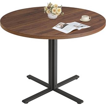 Round Dining Table for 2-4 People Water-Resistant Farmhouse Style Durable Steel Frame