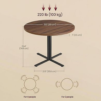 Round Dining Table for 2-4 People Water-Resistant Farmhouse Style Durable Steel Frame
