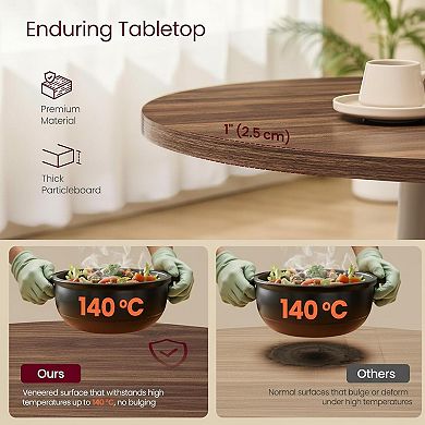 Round Dining Table for 2-4 People Water-Resistant Farmhouse Style Durable Steel Frame