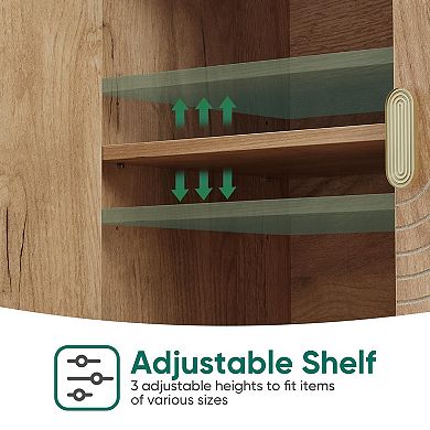Sideboard Cabinet Freestanding Buffet Line Groove Wood Storage Adjustable Shelf Multi Functional