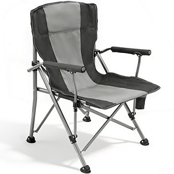 Heavy Duty Camping Chair: 500lb Load, 1.2” Iron Pipe, Folding High Backrest & Cup Holder