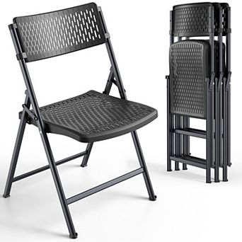 Folding Chairs Breathable Plastic Sturdy 400lbs Support Easy Clean Indoor Outdoor